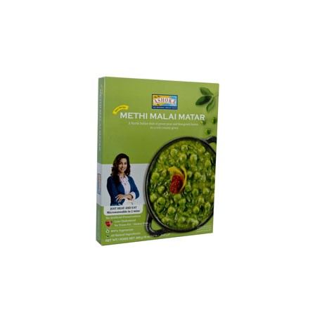 Hrášek s tomatou a špenátem (Methi Malai Matar) 280g Ashoka