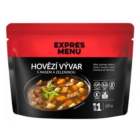 Hovězí vývar s masem a zeleninou (1 porce) Expres Menu